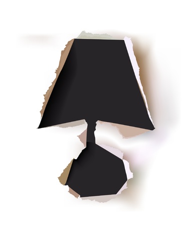 paper background with ripped symbol of lamp のイラスト素材