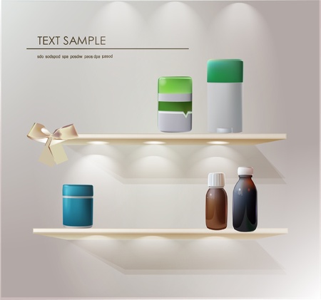 store shelves with medicine volumesのイラスト素材