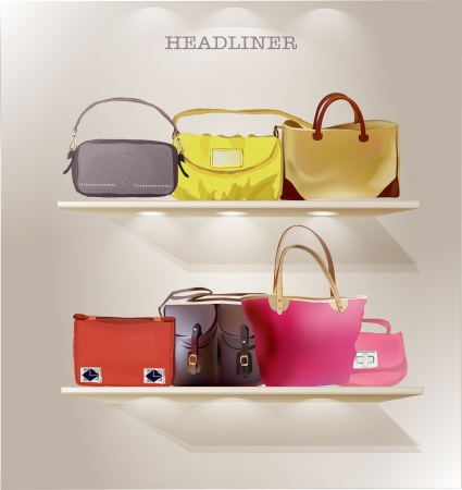 bags on the shelvesのイラスト素材