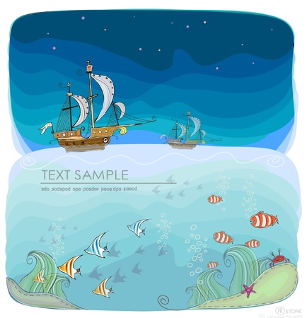 sea life background  Happy world  collectionのイラスト素材