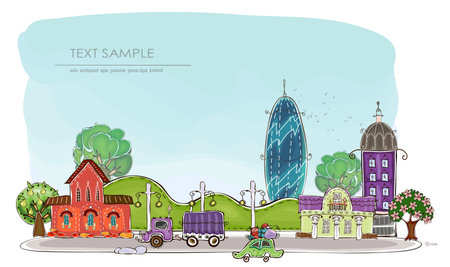city and park background  Happy world  のイラスト素材