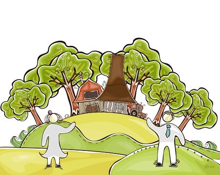 organic farm background "Happy world" collection のイラスト素材