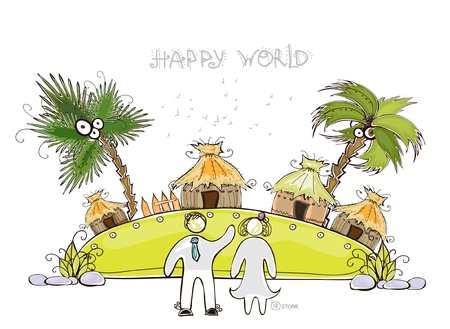tropical village  Happy world  collectionのイラスト素材