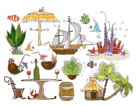 set of travel holiday elementsのイラスト素材