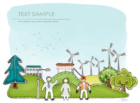 wind power station Eco backgroundのイラスト素材