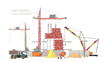 building site with cranes  Happy world  collection のイラスト素材