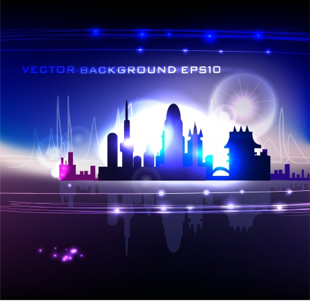 Modern city neon effectのイラスト素材