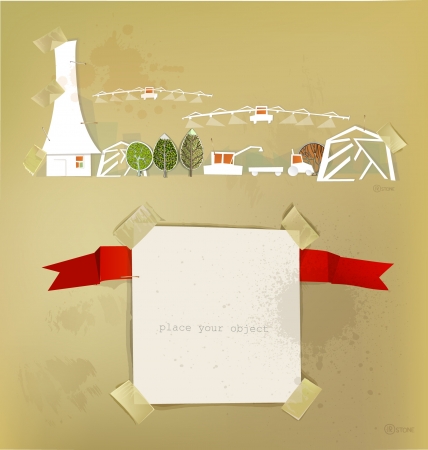 farm  made of paper stickersのイラスト素材