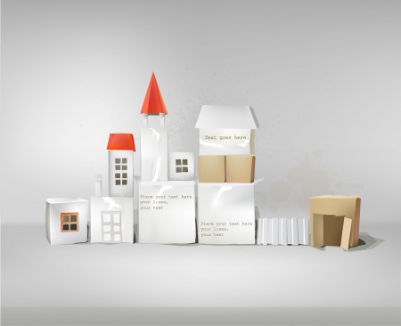 abstract city made of paper with space for textのイラスト素材