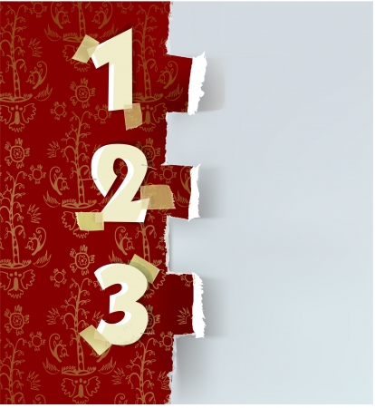 ripped paper and numbersのイラスト素材