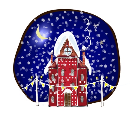 Christmas background with city s buildingのイラスト素材