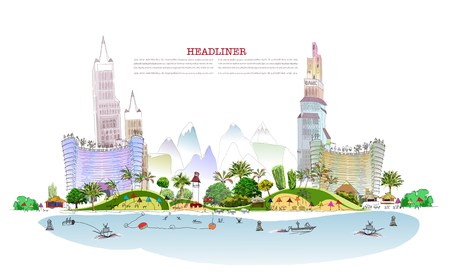 Beach hotel illustrationのイラスト素材