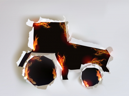 Paper background and flames Tractor Ripped paper collectionのイラスト素材