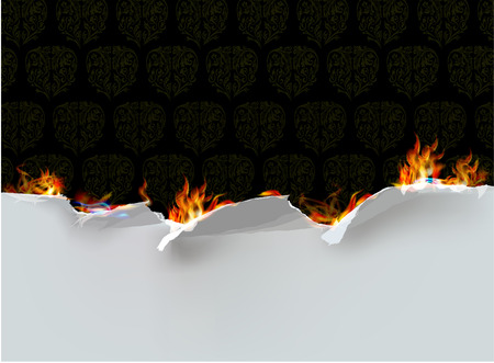 Ripped paper background with flamesのイラスト素材