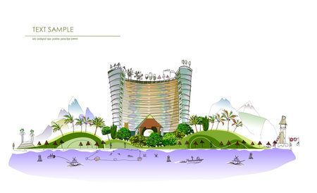 Luxury Beach hotel, City collectionのイラスト素材