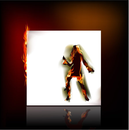 Dancing girl, Ripped paper collection with flamesのイラスト素材