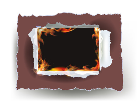 ripped paper frame and flamesのイラスト素材