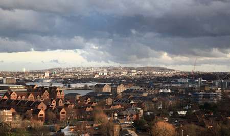 View on east London and river Thames のeditorial素材