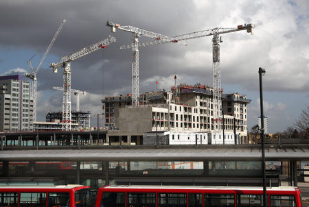 building site, London, Poplar