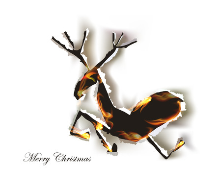 ripped paper collection, Reindeer and flamesのイラスト素材