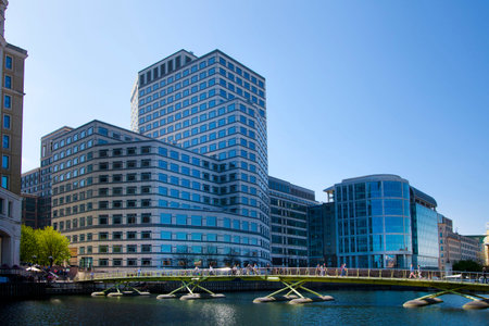 LONDON, UK - APRIL 24, 2014  Modern architecture of Canary Wharf the leading centre of global...