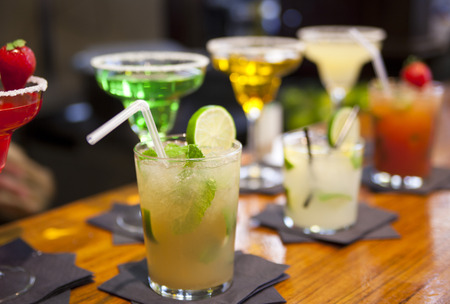 MADRID, SPAIN - MAY 28, 2014  Cocktails and refreshing alcoholic s drinks in Mercado San Miguel market, famous food market in the centre of Madridのeditorial素材