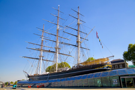 LONDON, UK - MAY 15, 2014  Greenwich, British Cutty Sark clipper ship on public display in Greenwich   The former tea trading ship was reopened to the public on 25 April 2012 のeditorial素材