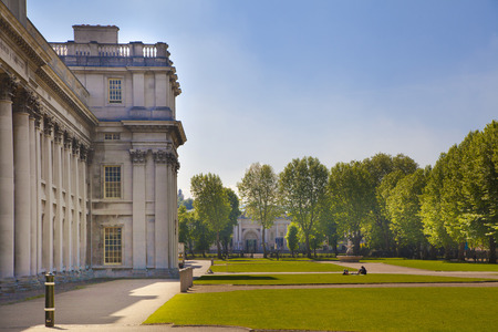 LONDON, UK - MAY 15, 2014  Greenwich Royal navy office and classic colonnade のeditorial素材