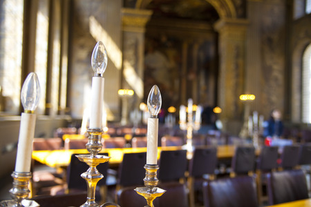 LONDON, UK - MAY 15, 2014  Painted hall in Greenwich where Nelson lay in state after his death at the Battle of Trafalgar のeditorial素材