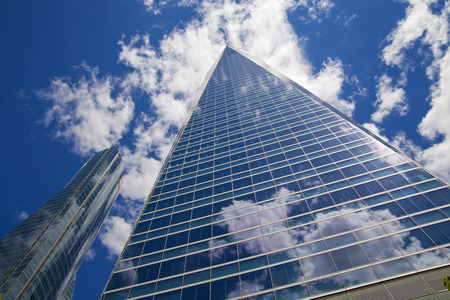 MADRID, SPAIN - MAY 28, 2014  Madrid city, business centre, modern skyscrapers, Cuatro Torres 250 meters highのeditorial素材