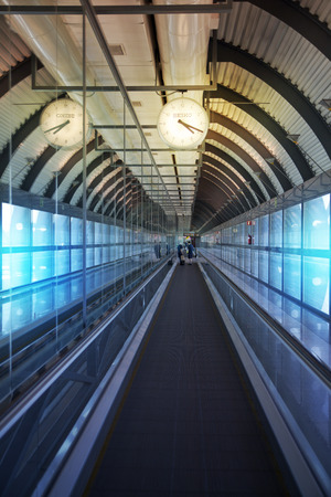 MADRID, SPAIN - MAY 28, 2014  Interior of Madrid airport, departure waiting aria のeditorial素材