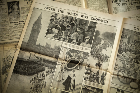 Vintage news paper background のeditorial素材