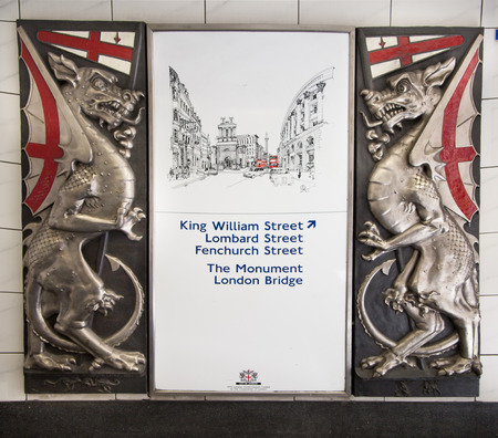 LONDON, UK - JUNE 30, 2014  Bank of England underground stationのeditorial素材