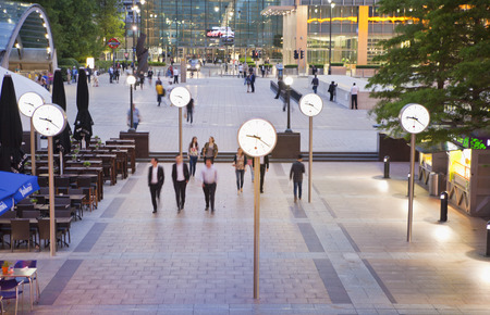 LONDON, UK - JULY 03, 2014  People blur  Office people passing square in the way to undergroundのeditorial素材