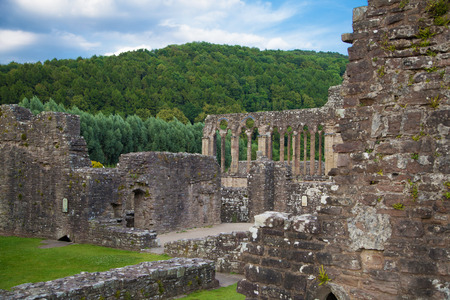 Tintern abbey cathedral ruins  Abbey was established at 1131  Destroyed by Henry VIII  Famous as Welsh ruins from 17the century の写真素材
