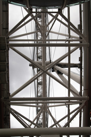 LONDON, UK - JULY 29 2014: London eye, part of great engineering construction. South walk of river Thamesのeditorial素材