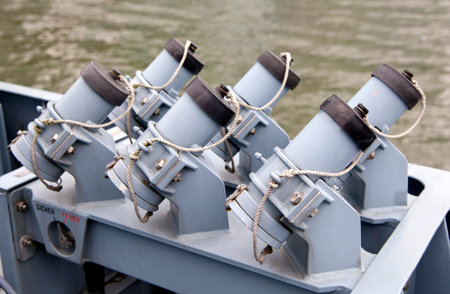 LONDON, UK - MAY 17, 2014 German army military ships based in Canary Wharf aria, to be open for...