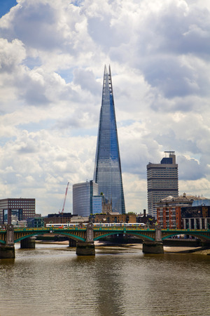 LONDON, UK - AUGUST 9, 2014  London view and Shard from the Thames river のeditorial素材