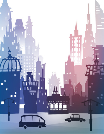 City background with a lots of buildingsのイラスト素材