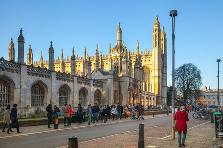 CAMBRIDGE, UK - JANUARY 18, 2015: King\'s college (started in 1446 by Henry VI). Historical buildingsのeditorial素材