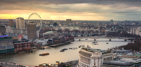 LONDON, UK - JANUARY 27, 2015: London panorama in sun set. View from the St. Paul cathedralのeditorial素材