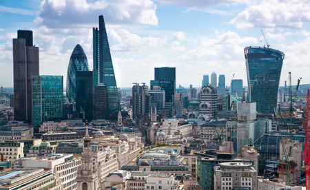 LONDON, UK - AUGUST 9, 2014. London panorama view from St. Paul cathedral.のeditorial素材