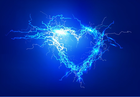 Human heart. Electric lights effect background.の写真素材
