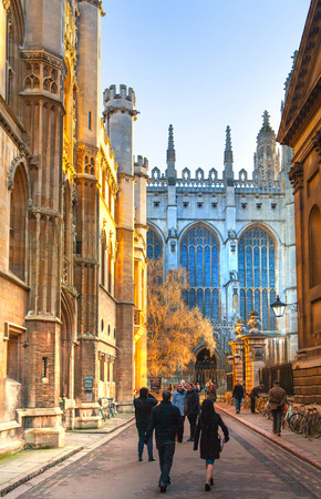CAMBRIDGE, UK - JANUARY 18, 2015: King college (started in 1446 by Henry VI). Historical buildingsのeditorial素材