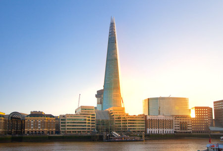 LONDON UK  APRIL15 2015: Shard of glass. City of London south bank of river Thamesのeditorial素材