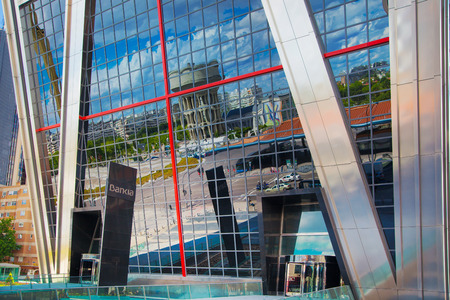 MADRID, SPAIN - MAY 28, 2015: Madrid city business centre, modern skyscrapers, Cuatro Torresのeditorial素材