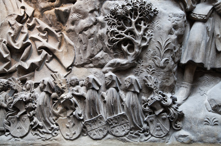 LONDON, UK - AUGUST 24, 2014:  Victoria and Albert Museum. Bible reliefのeditorial素材