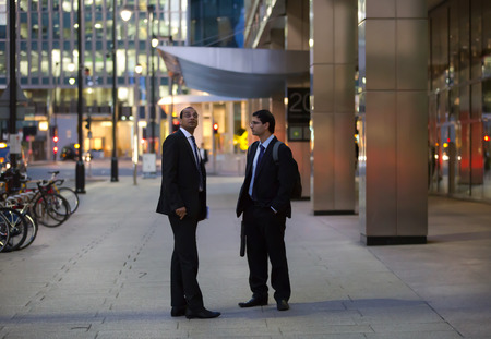 LONDON, UK - 7 SEPTEMBER, 2015: Canary Wharf business life. Business people going home after working day.のeditorial素材