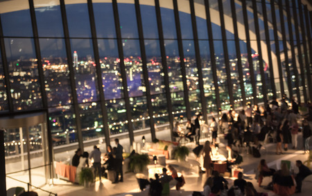 LONDON, UK - MAY 22, 2015: Sky Garden of Walkie-Talkie building. London's night lifeのeditorial素材