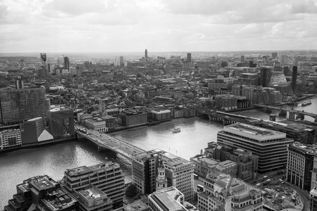 LONDON, UK - APRIL 22, 2015:  City of London aerial view, office buildings and streets. London panorama form 32 floor of Walkie-Talkie buildingのeditorial素材